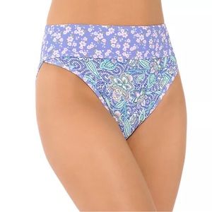 Freshwater Blue and Green Banded High Leg Bikini Bottoms XXL 20 NWT